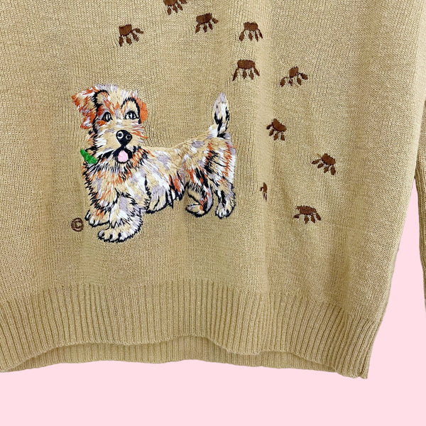 EMBROIDERED DOG SWEATER (M)