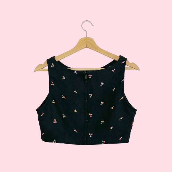 EMBROIDERED CROPPED TANK (S/M)