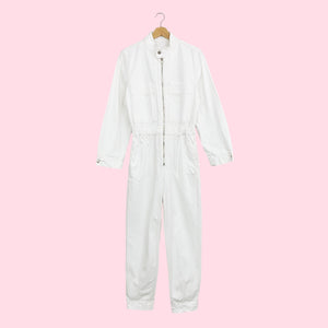 MANGO WHITE DENIM JUMPSUIT (S)
