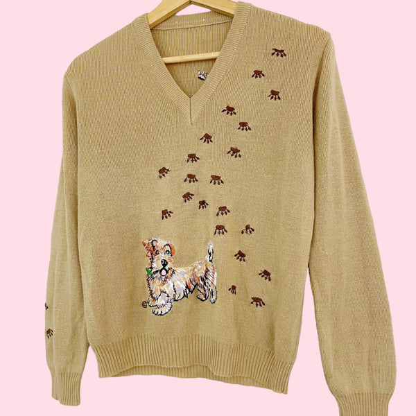 EMBROIDERED DOG SWEATER (M)