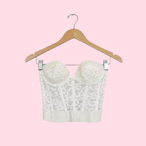 FREDERICK'S WHITE LACE BUSTIER (34B)
