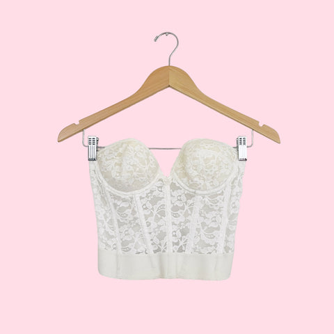 FREDERICK'S WHITE LACE BUSTIER (34B)