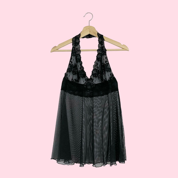 VICTORIA'S SECRET MESH HALTER BABYDOLL (S)