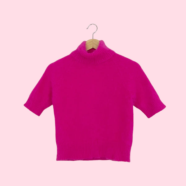 BRIGHT PINK ANGORA SWEATER TOP (S/M)