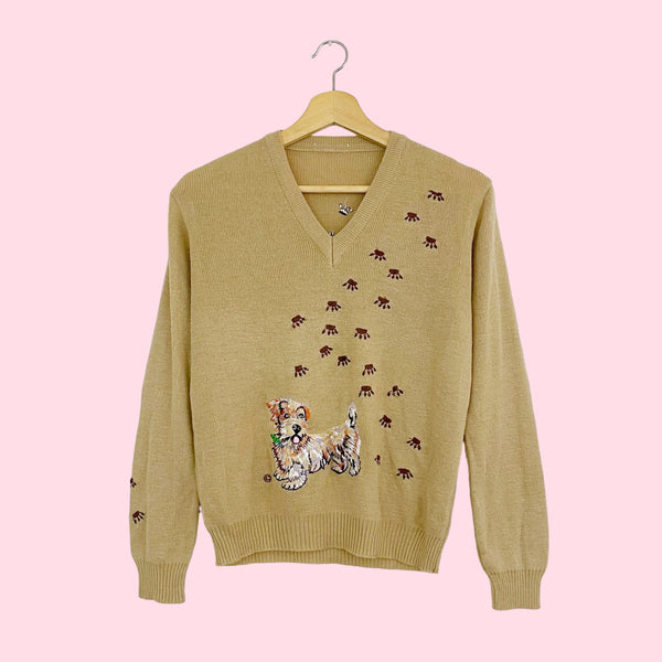 EMBROIDERED DOG SWEATER (M)