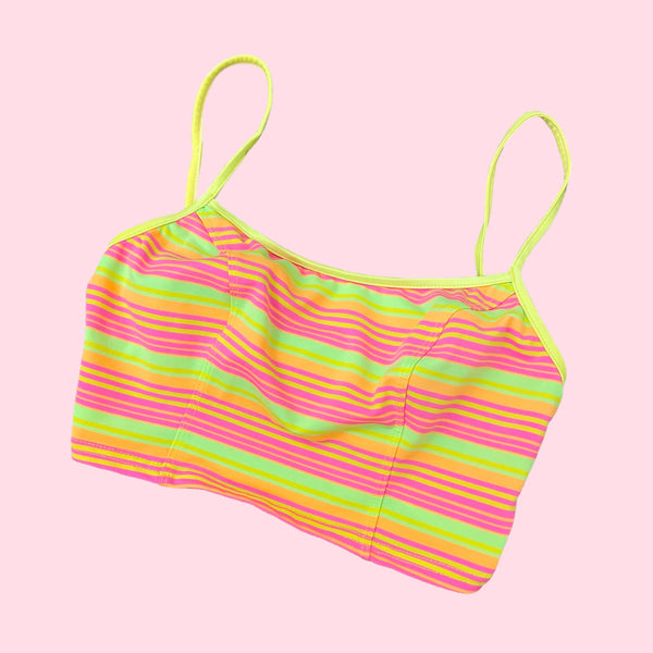 NEON STRIPED HI CUT BIKINI (L)