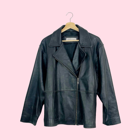 BLACK LEATHER MOTO BLAZER JACKET (8)