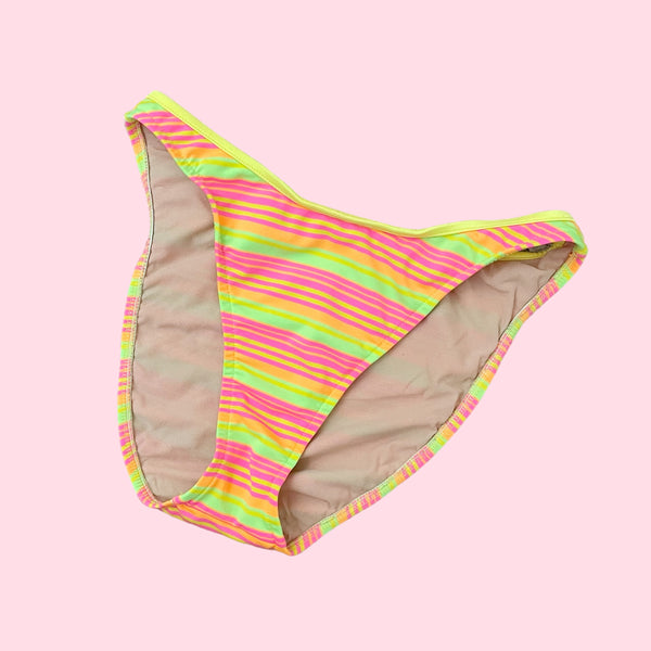 NEON STRIPED HI CUT BIKINI (L)