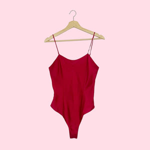 VICTORIA'S SECRET RED SILK BODYSUIT (S)