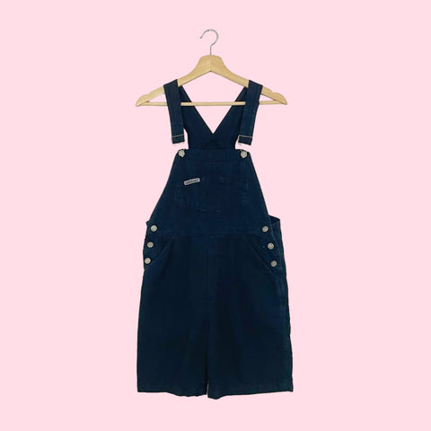 BLACK COTTON OVERALL SHORTS (M)