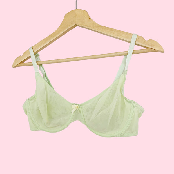PALE GREEN SHEER MESH BRA (36C)