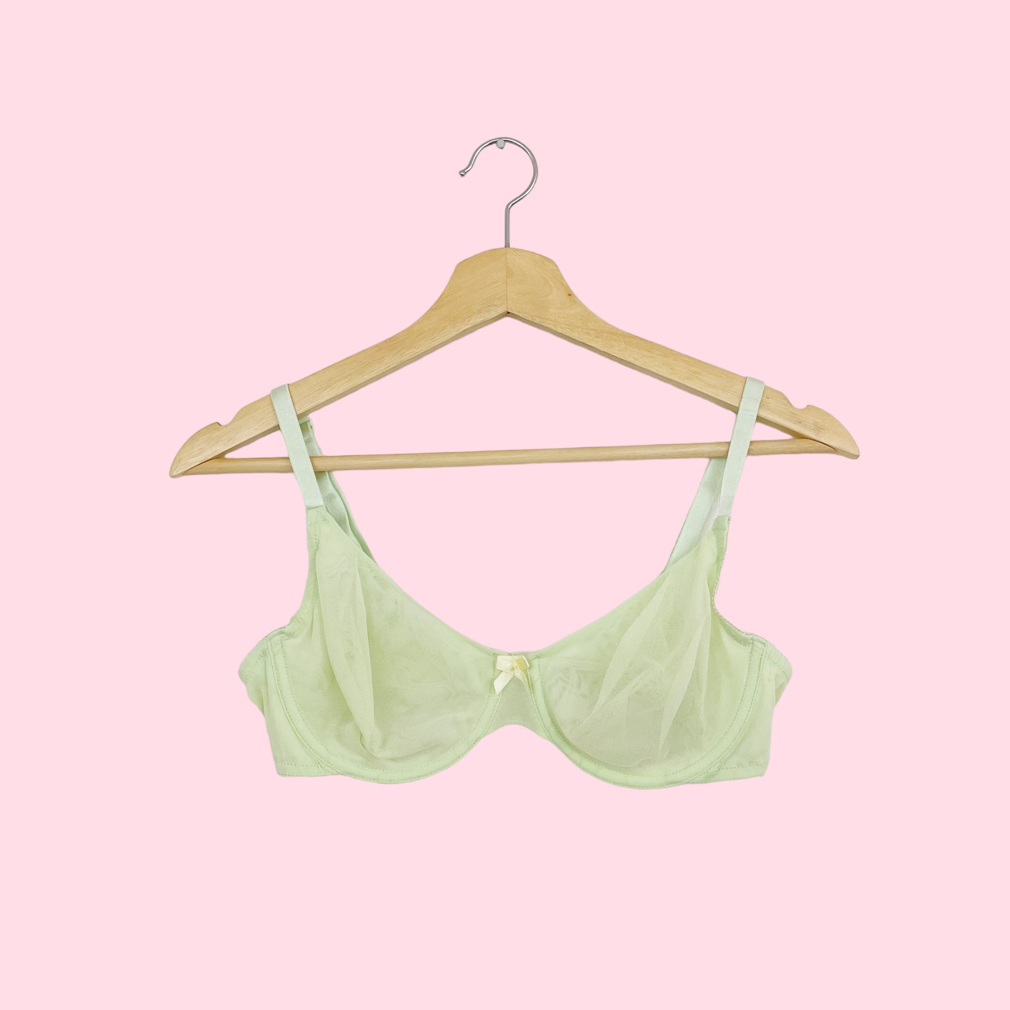 PALE GREEN SHEER MESH BRA (36C)