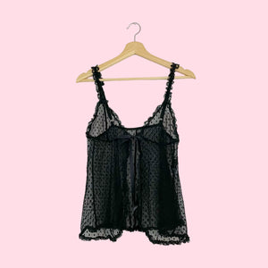 DOT MESH OPEN FRONT BABYDOLL (S)