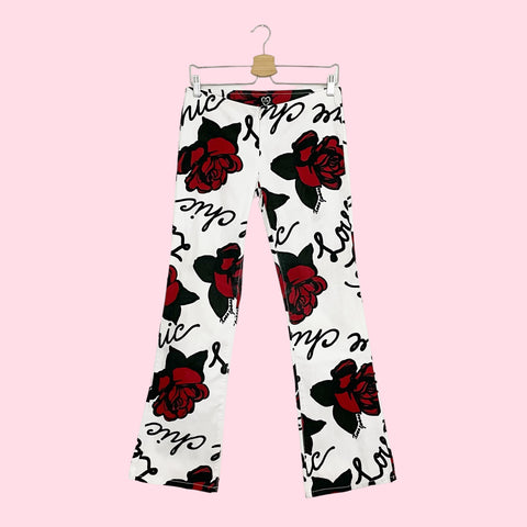 ROSE PRINT LOW RISE PANTS (6)