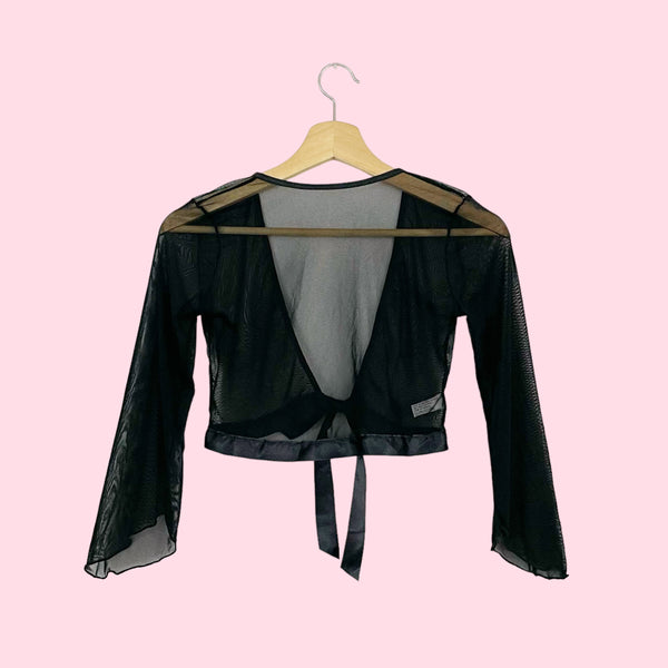 BLACK MESH TIE FRONT TOP (S/M)