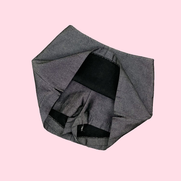 METALLIC GRAY DENIM MINI SKORT (XS)