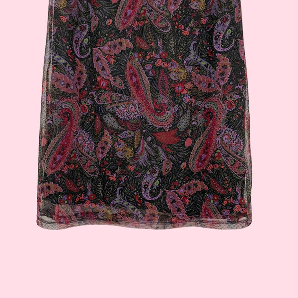 PAISLEY MESH MIDI SKIRT (S)