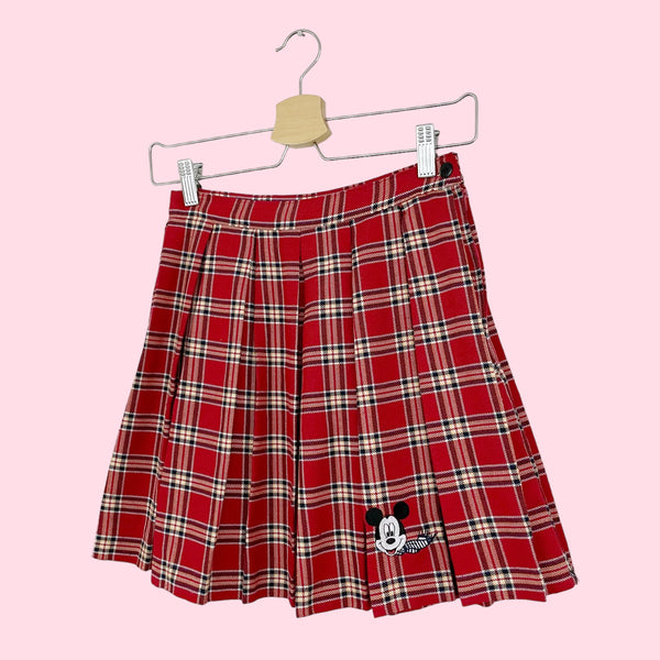 MICKEY MOUSE PLAID PLEATED SKIRT (XS)