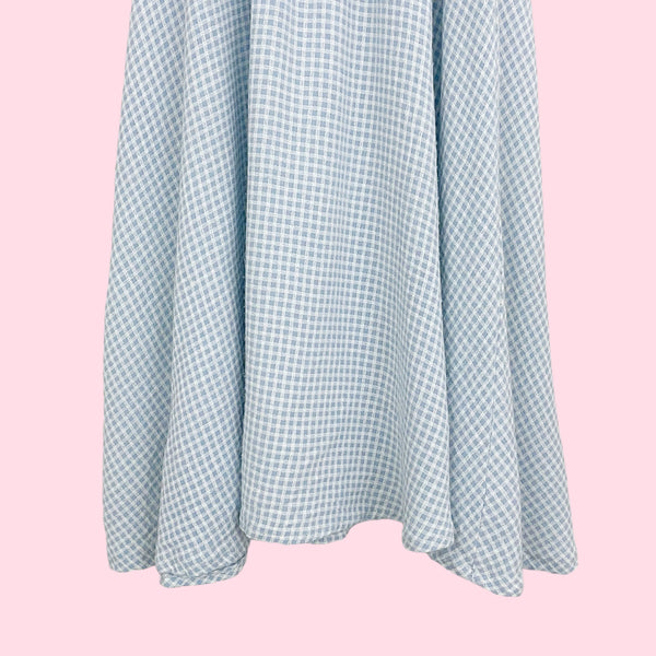 LIGHT BLUE GINGHAM MINI DRESS (XS/S)