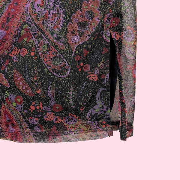 PAISLEY MESH MIDI SKIRT (S)