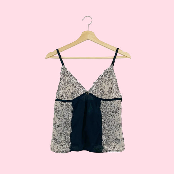 EMBROIDERED FLORAL MESH TANK TOP (L/XL)