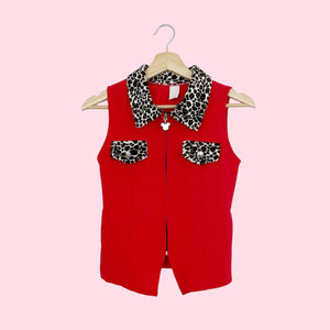 RED ANIMAL PRINT MICKEY TOP (S)