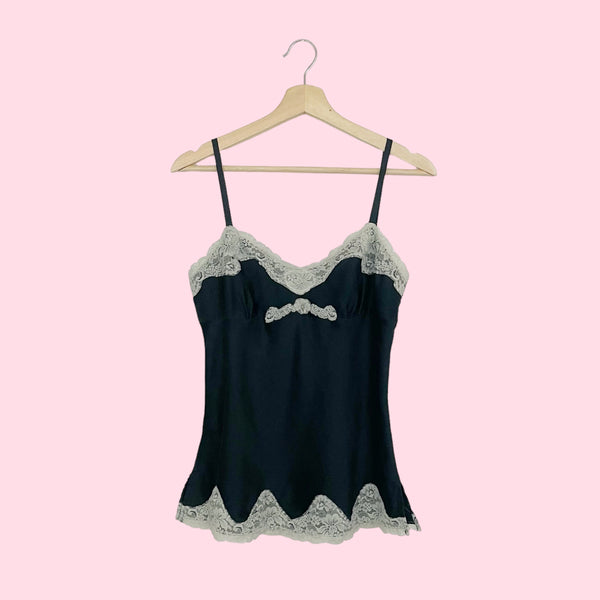 BLACK SILK LACE TRIM TANK (S)