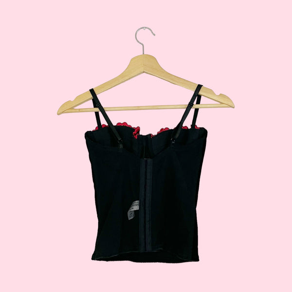 EMBROIDERED BLACK VELVET BUSTIER (36B)