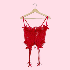 VICTORIA'S SECRET RED LACE BUSTIER (34C)