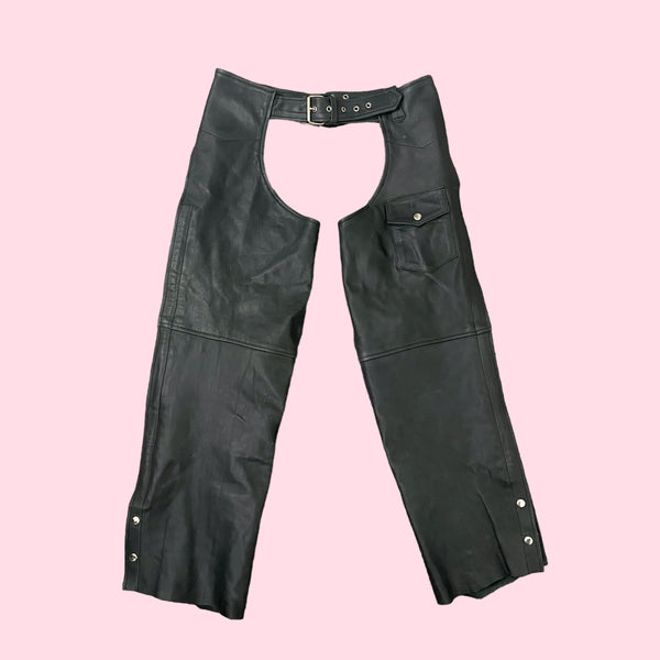 BLACK LEATHER CHAPS (L)