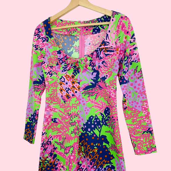 PSYCHEDELIC FLORAL HOUNDSTOOTH MINI DRESS (2)