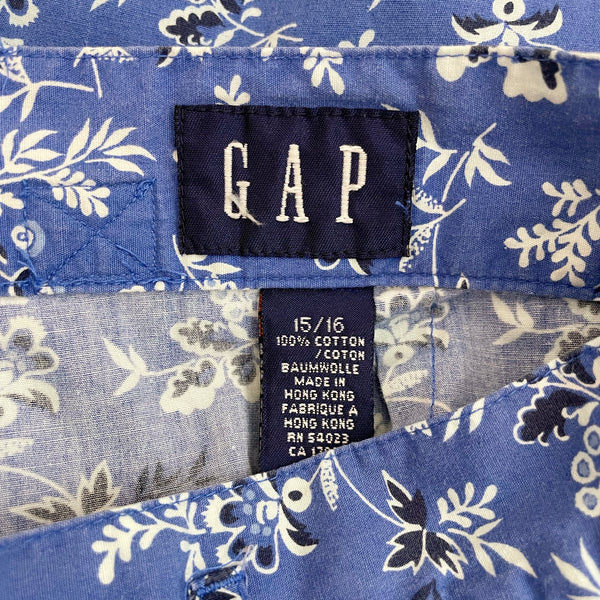 BLUE FLORAL BUCKLE BACK PANTS (31/32)