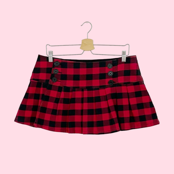 PLAID LOW RISE MINI SKIRT (L)