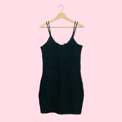 BLACK MOHAIR MINI DRESS (M)