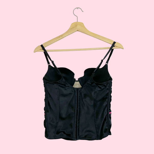 BLACK ZIPPER MESH BUSTIER (34B)