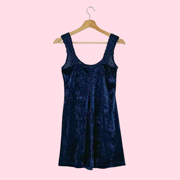 BLUE VELVET BABYDOLL DRESS (S)