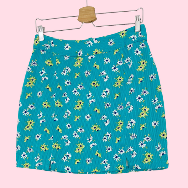 TURQUOISE DAISY MINI SKIRT (M)
