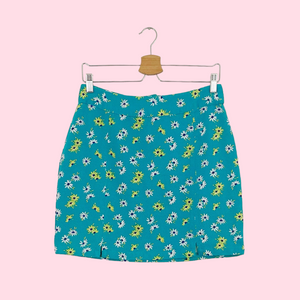 TURQUOISE DAISY MINI SKIRT (M)