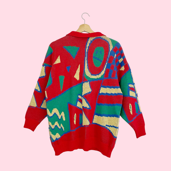 GEOMETRIC PRINT SWEATER (M/L)