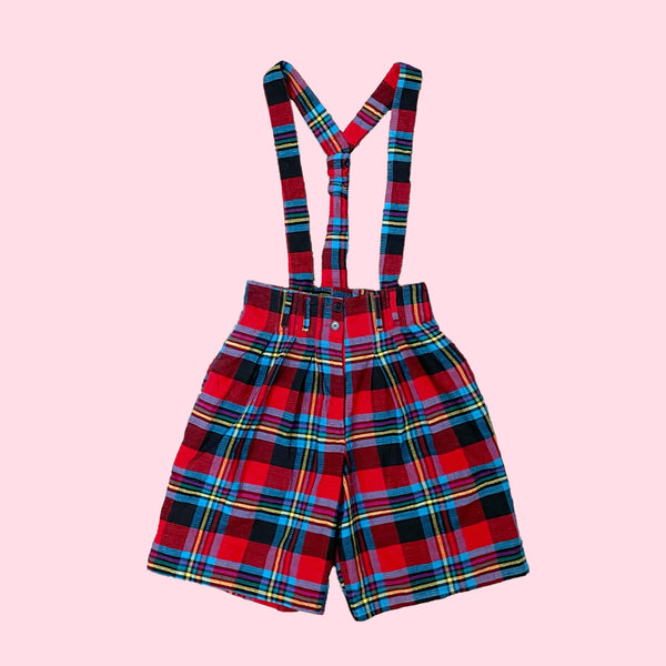 PLAID SUSPENDER SHORTS (23)