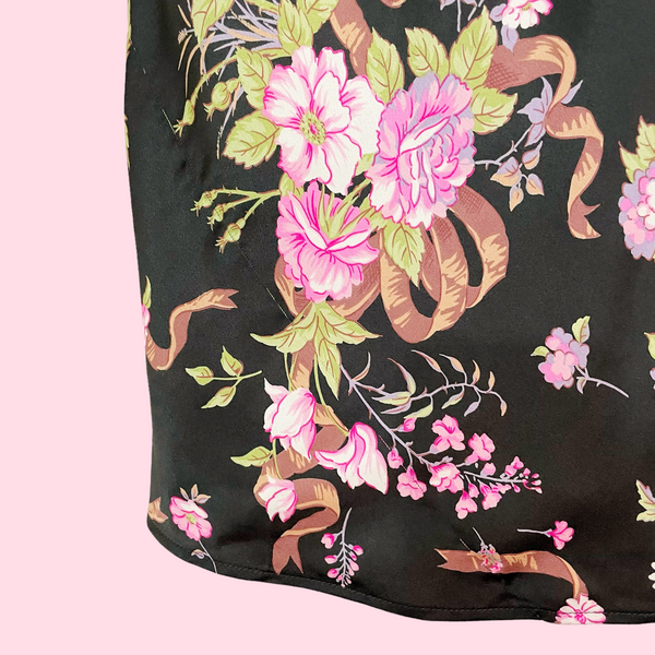 VICTORIA'S SECRET FLORAL SILK SLIP DRESS (M)