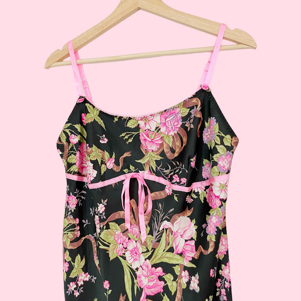 VICTORIA'S SECRET FLORAL SILK SLIP DRESS (M)