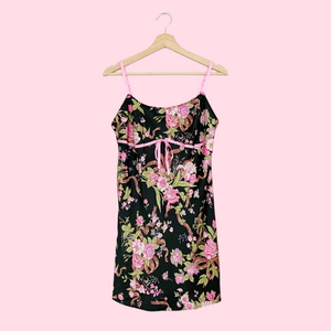 VICTORIA'S SECRET FLORAL SILK SLIP DRESS (M)