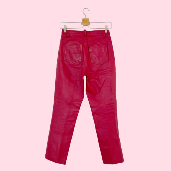 CHERRY RED LEATHER PANTS (4)