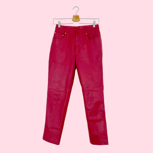 CHERRY RED LEATHER PANTS (4)
