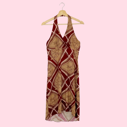 PSYCHEDELIC FLORAL HALTER DRESS (M)