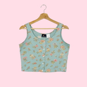 CROPPED FLORAL BUTTON UP TANK (S)